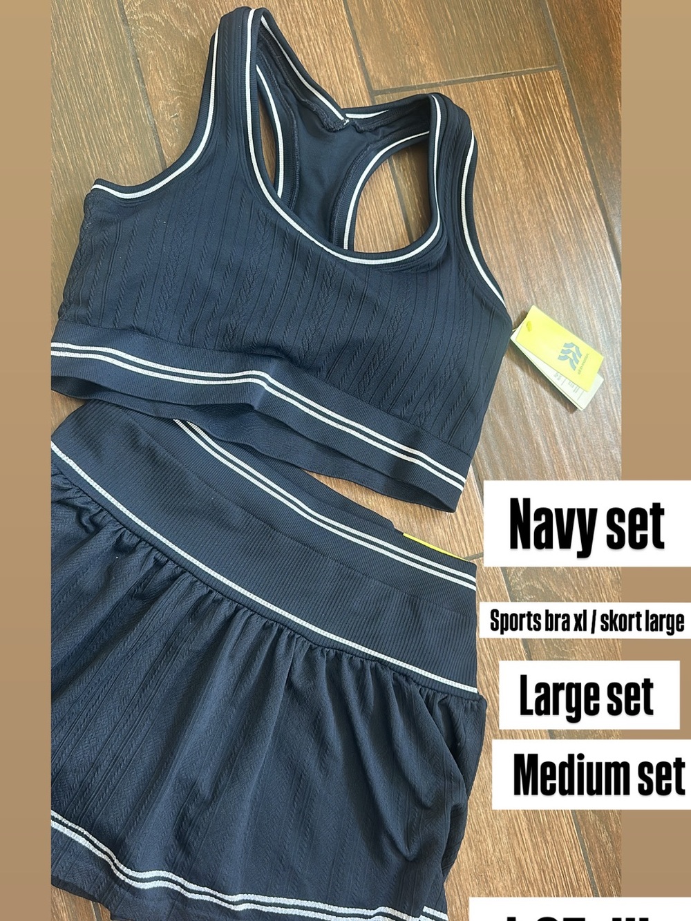 Navy Athletic Sports Bra and Skort Set